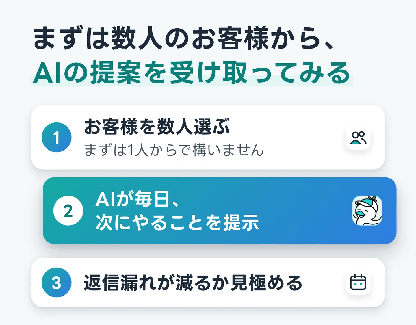 まずは数人のお客様から、AIの提案を受け取ってみる