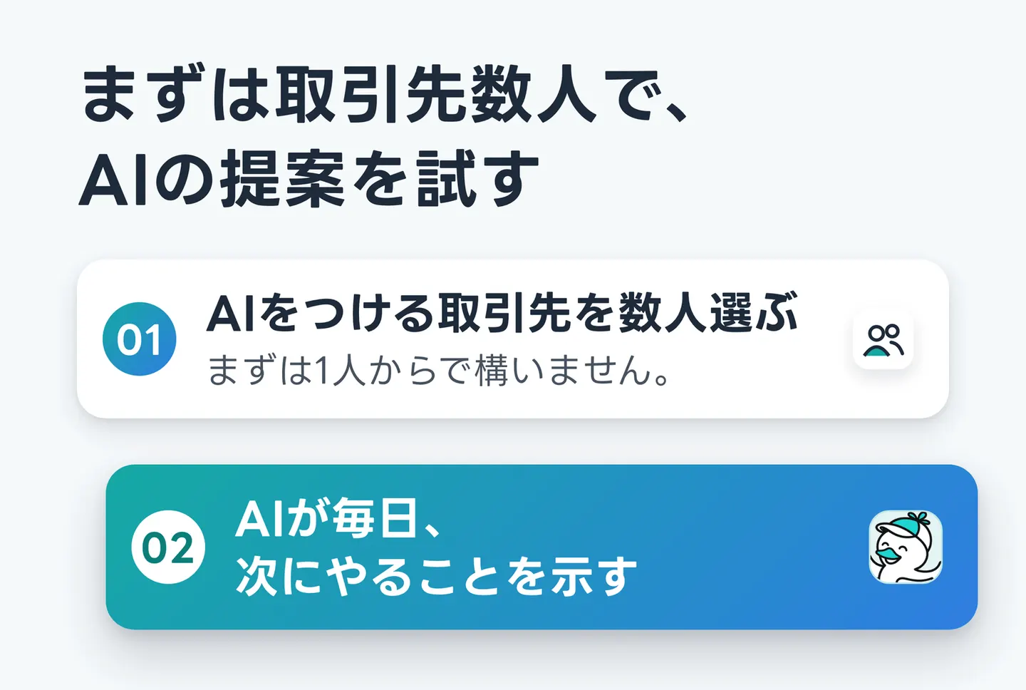 まずは取引先数人で、AIの提案を試す