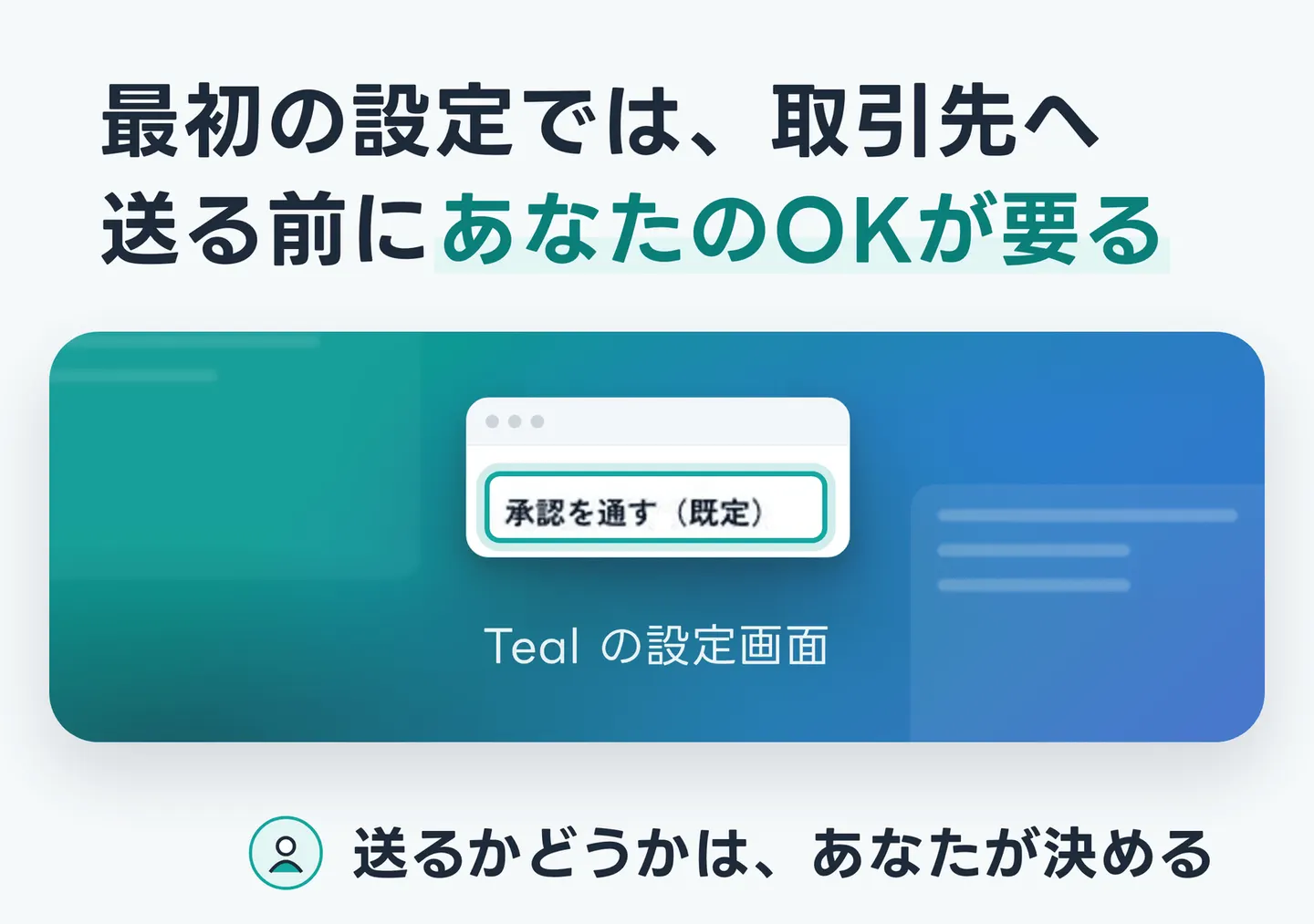最初の設定では、取引先へ送る前にあなたのOKが要る
