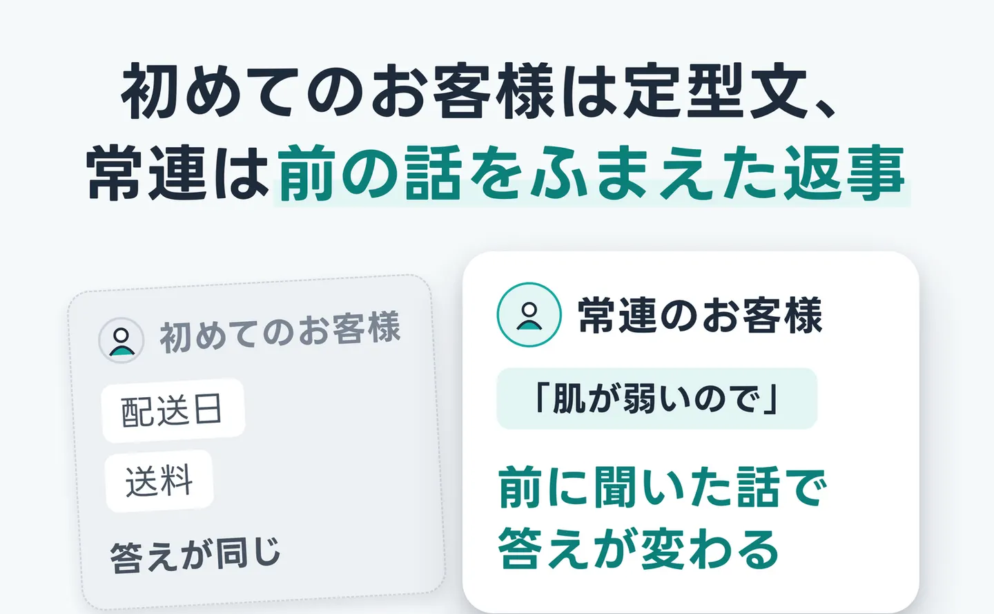 初めてのお客様は定型文、常連は前の話をふまえた返事