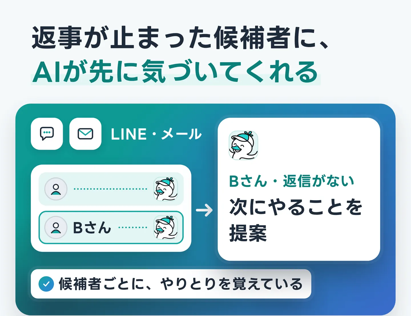 返事が止まった候補者に、AIが先に気づいてくれる