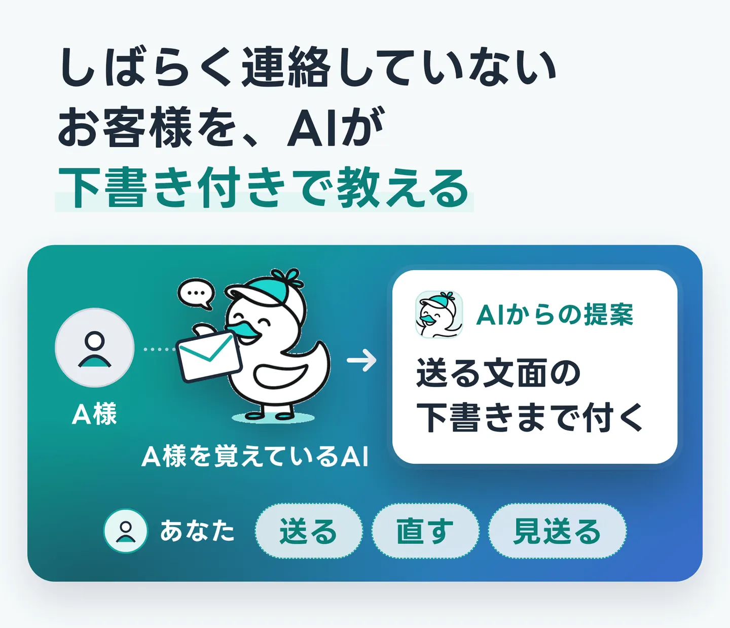 しばらく連絡していないお客様を、AIが下書き付きで教える