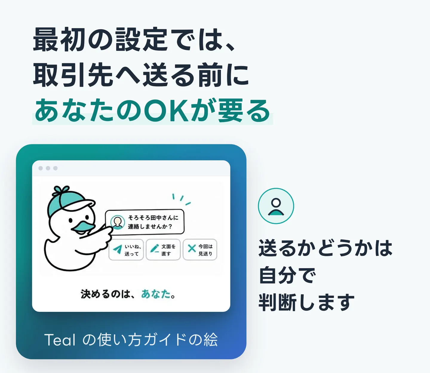 最初の設定では、取引先へ送る前にあなたのOKが要る