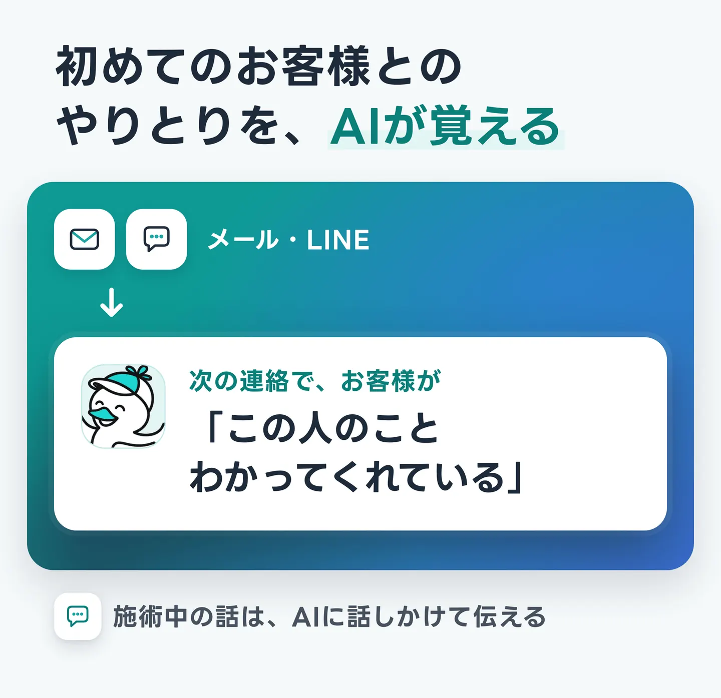 初めてのお客様とのやりとりを、AIが覚える
