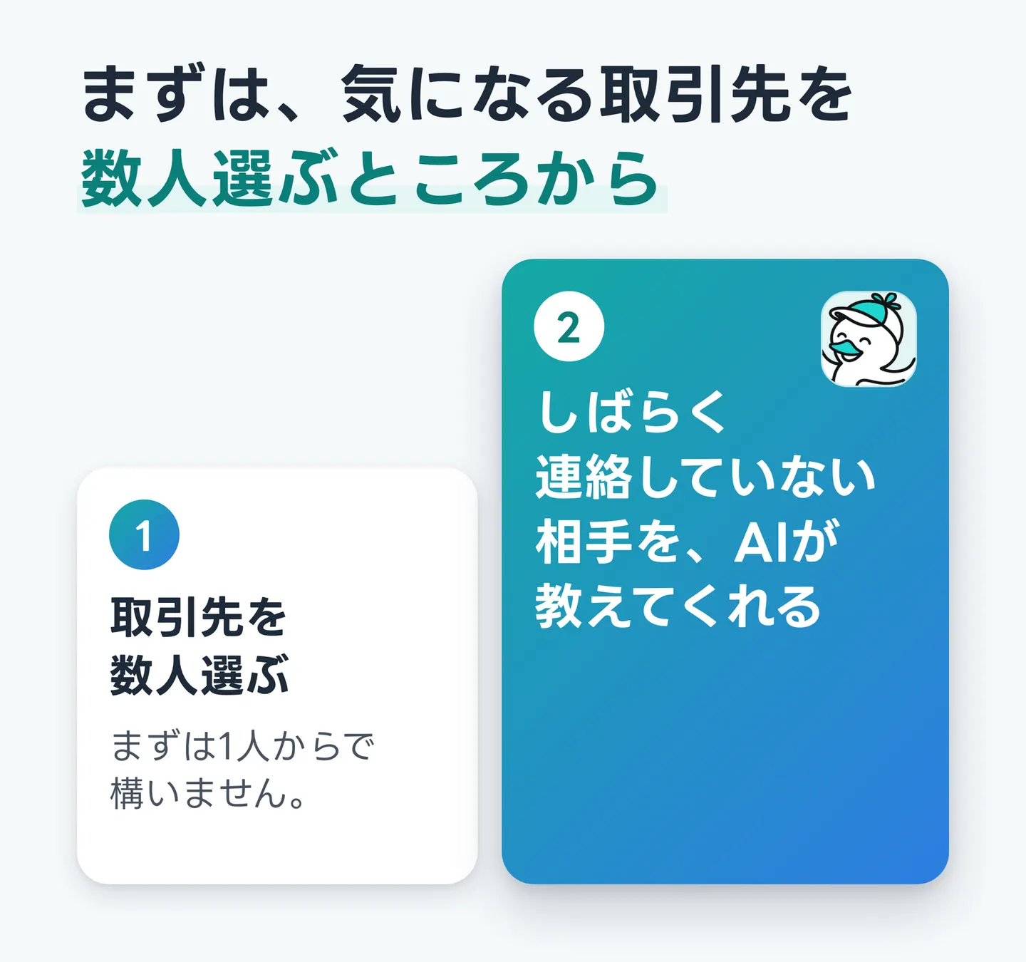 まずは、気になる取引先を数人選ぶところから