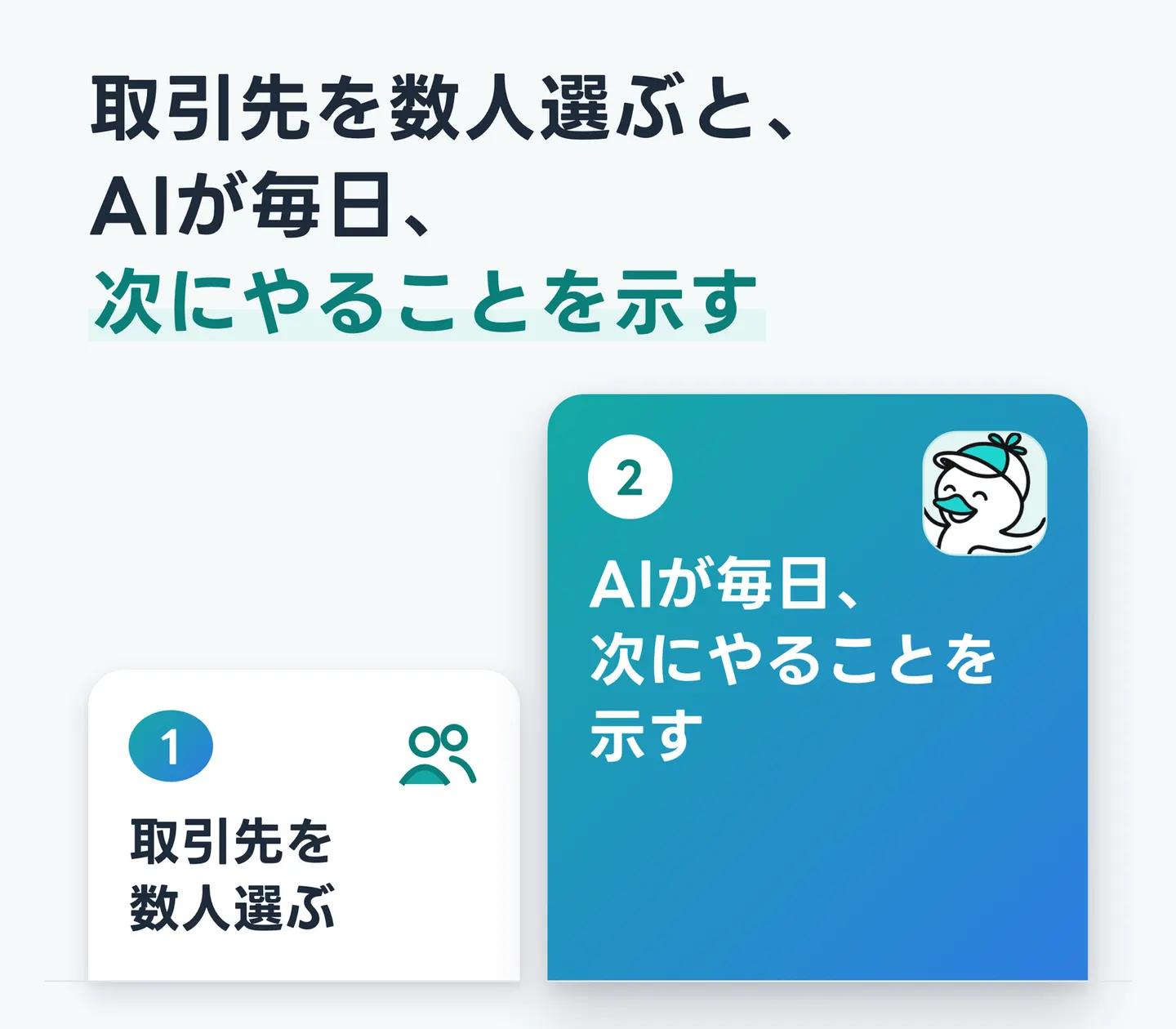 取引先を数人選ぶと、AIが毎日、次にやることを示す