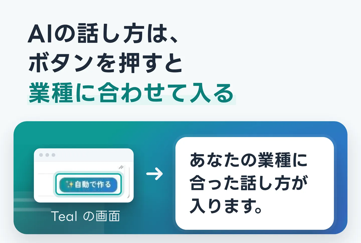 AIの話し方は、ボタンを押すと業種に合わせて入る