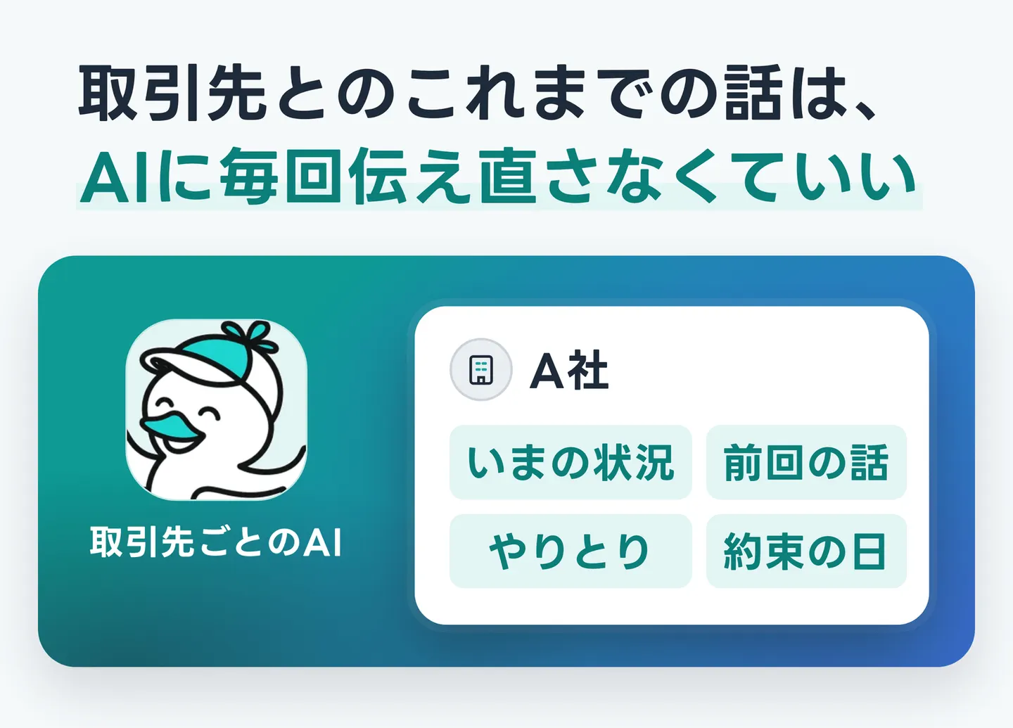 取引先とのこれまでの話は、AIに毎回伝え直さなくていい